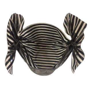 French Black & White Stripe "Bow" Lucite Bowl For Sale