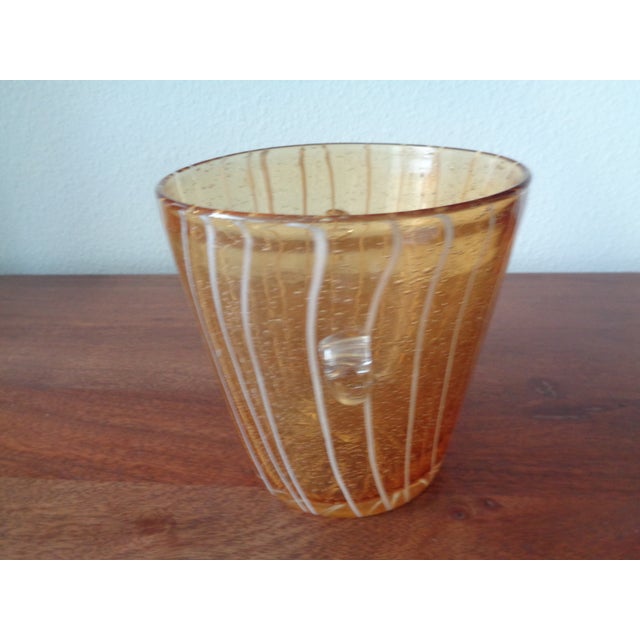 Italian Small Vintage Hand Blown Glass Ice Bucket For Sale - Image 3 of 4