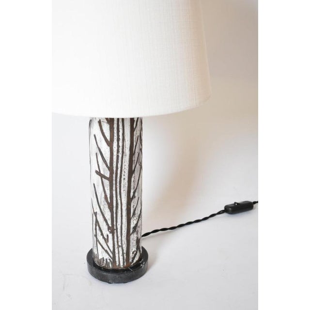 1950s Glazed Ceramic Cylinder Lamp, 1950s For Sale - Image 5 of 6