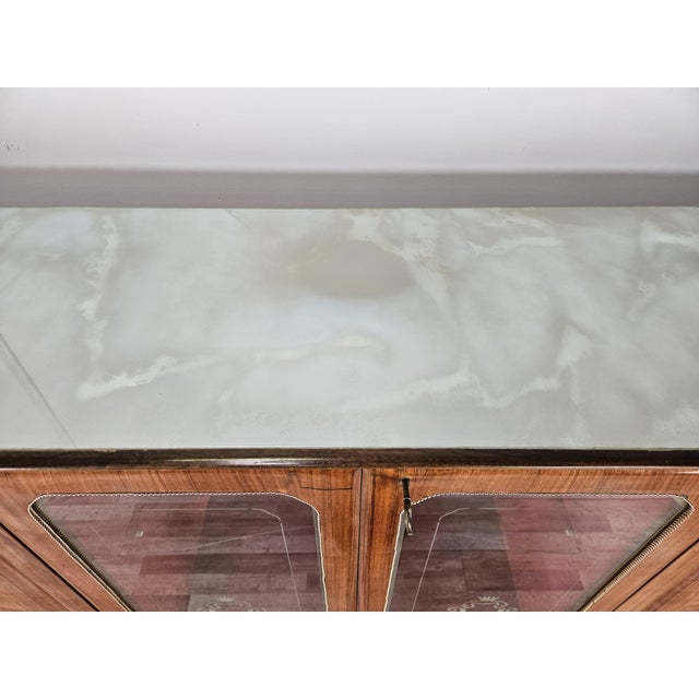 1960s Vintage Walnut Display Cabinet with Glass Doors and Shaped Glass Top, 1960 For Sale - Image 5 of 18