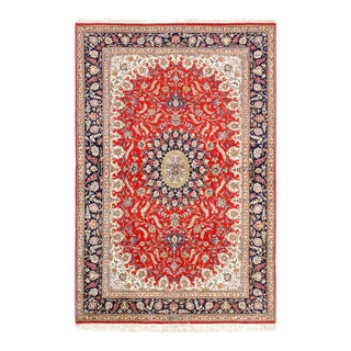 2020s Fine Hand Knotted Pure Silk Qum Rug For Sale