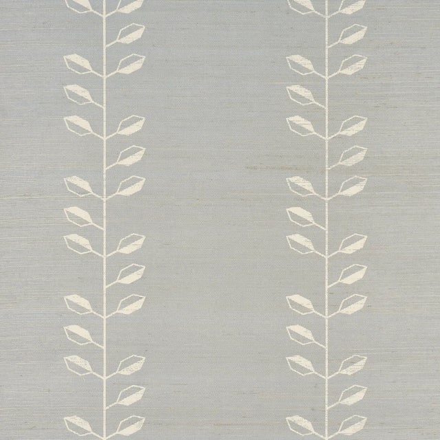 SAMPLE - Schumacher Geo Leaf Sisal Wallpaper In Mineral & Ivory For Sale