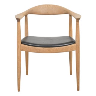 JH503 The Chair in Oak and Black Leather by Hans Wegner, 1960s For Sale