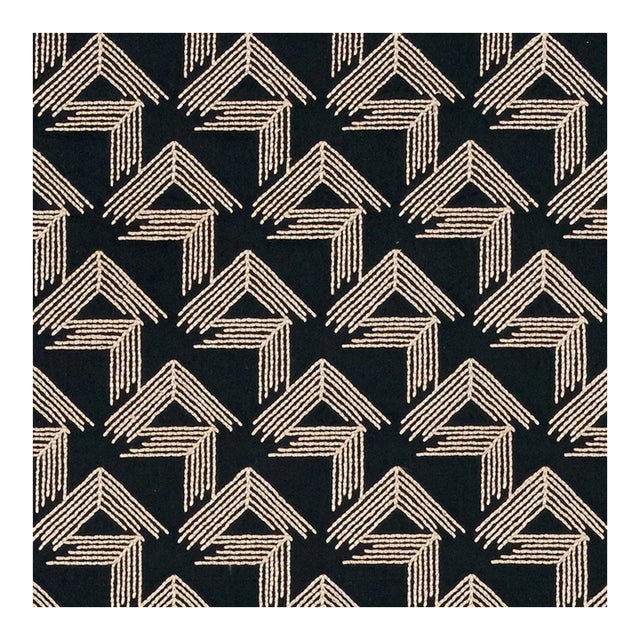 Sample - Schumacher X Miles Redd V Step Fabric in Black For Sale
