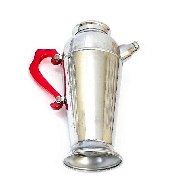 Art Deco Chrome & Red Bakelite Cocktail Set - 8 Pieces For Sale - Image 4 of 7