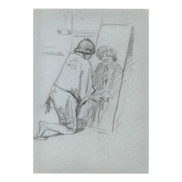 Figure in the Mirror, Drawing, Early 20th-Century For Sale