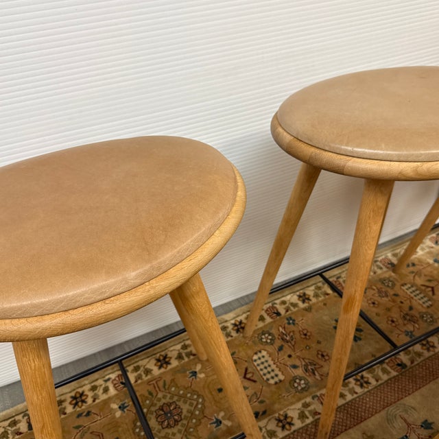 Space Copenhagen for Mater Soaped Oak Wood Counter Stools, Pair For Sale - Image 9 of 12