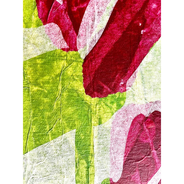 The pieces of the collage are made out of very thin tissue papers which create contrasts and color veils. The work creates...