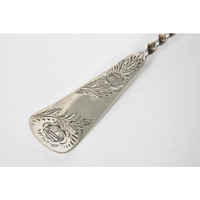 Antique Engraved Twisted Sterling Silver Serving Berry Spoon For Sale - Image 9 of 12