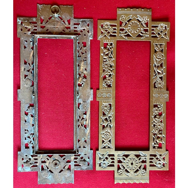 Antique 19th Century Aesthetic Movement Brass Architectural Grills or Picture Frames for Mirrors Dated 1883 - A Pair For Sale In New York - Image 6 of 14