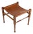 Vintage Safari Stool with Teak Frame and Saddle Leather, 1990s For Sale