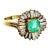 Vintage 14k Gold Emerald & Diamond Ballerina Ring, Circa 1980, Size 7 For Sale