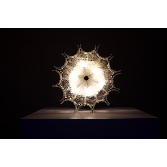 Large frosted crystal ceiling light with a star motif and 12 alcoves, 6-light model, kaiser edition circa 1970. excellent...