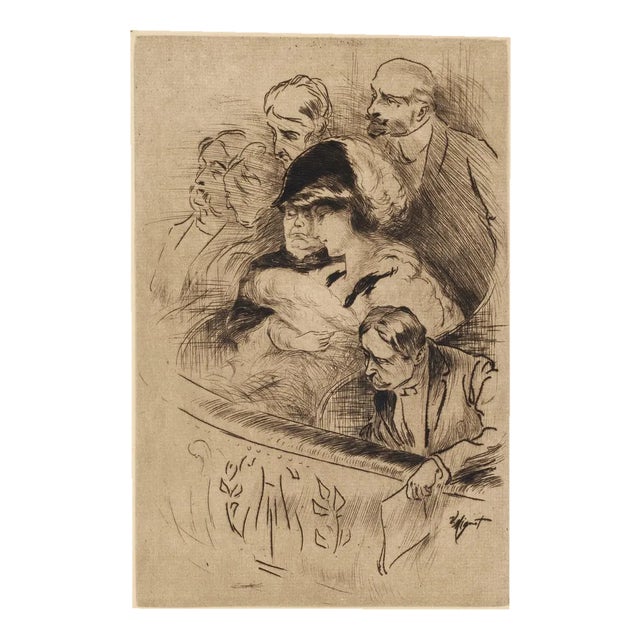 Victor Mignot, Spectators, Etching, 20th Century For Sale
