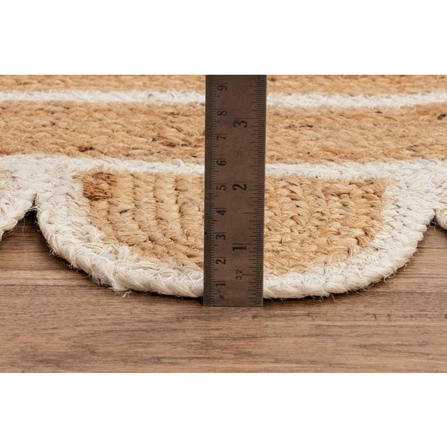 Not Yet Made - Made To Order 5'x8' White Trim Jute Scallop Braided Handmade Rug For Sale - Image 5 of 10