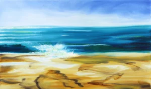 "Reflection III" Contemporary Abstract Seascape Oil Painting by Bettina Mauel