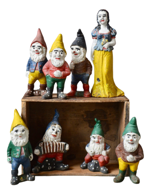 Vintage Bohemian Cast Iron Snow White and the Seven Dwarfs Garden Figurines, 1960s, Set of 8