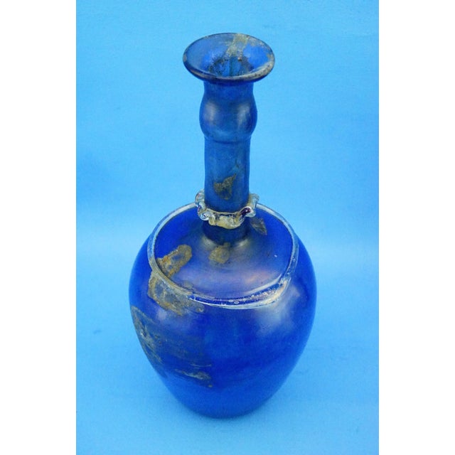 Cobalt Blue Scavo Glass Bottle Vase attributed to Mario Pinzon for Seguso, Italy, 1960s For Sale - Image 6 of 17