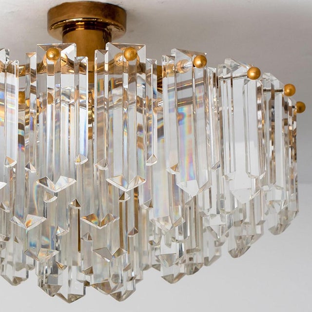Gold Gold Vertical Glass Messing Chandelier attributed to j.t. Kalmar, 1960s For Sale - Image 8 of 15