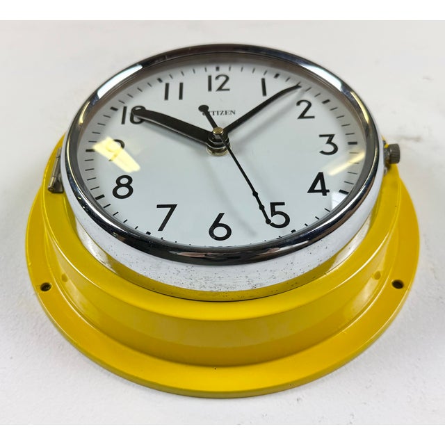 Vintage Yellow Ships Wall Clock from Citizen, 1970s For Sale - Image 6 of 18