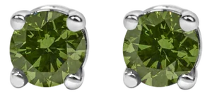 .925 Sterling Silver 0.15 Cttw Round Brilliant-Cut Green Diamond Classic 4-Prong Stud Earrings, A Pair