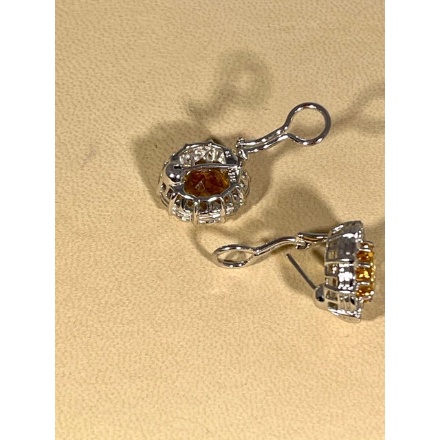 8 Ct Round Natural Citrine Earrings 18 Karat White Gold Omega Backs For Sale In New York - Image 6 of 8