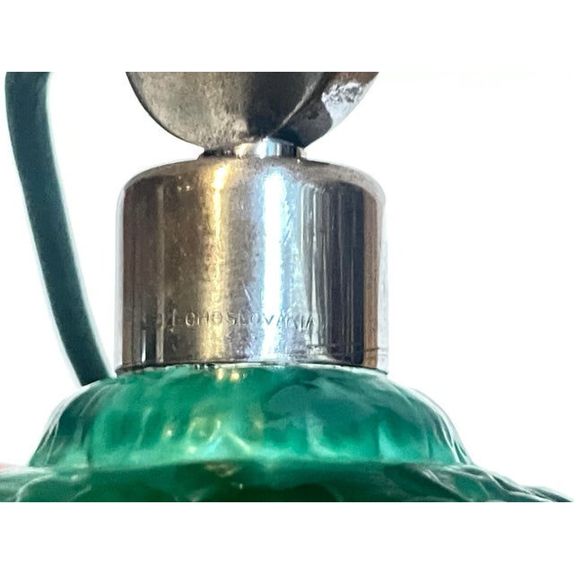 1930s Art Deco Malachite Glass Czechoslovakian Perfume Bottle For Sale - Image 11 of 12