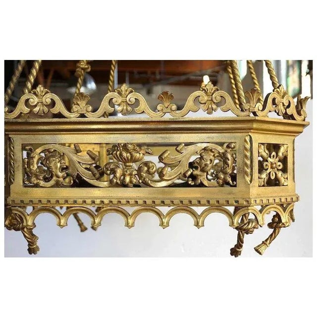 French Gilt Bronze Hanging Eight-light Pendant Light For Sale - Image 4 of 8