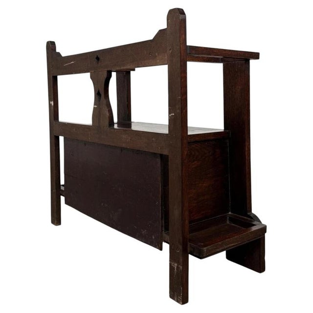 Gold Antique Early 20th Century English Oak Hall Seat For Sale - Image 8 of 12