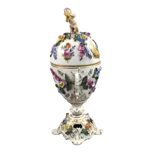 Rococo Vintage Porcelain Potpourri Urn from Carl Thieme, 1901 For Sale - Image 3 of 15