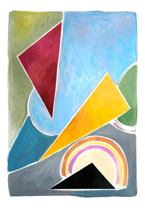 "Pastel Constructivist Triangles" Contemporary Abstract Acrylic Painting on Paper by Natalia Roman