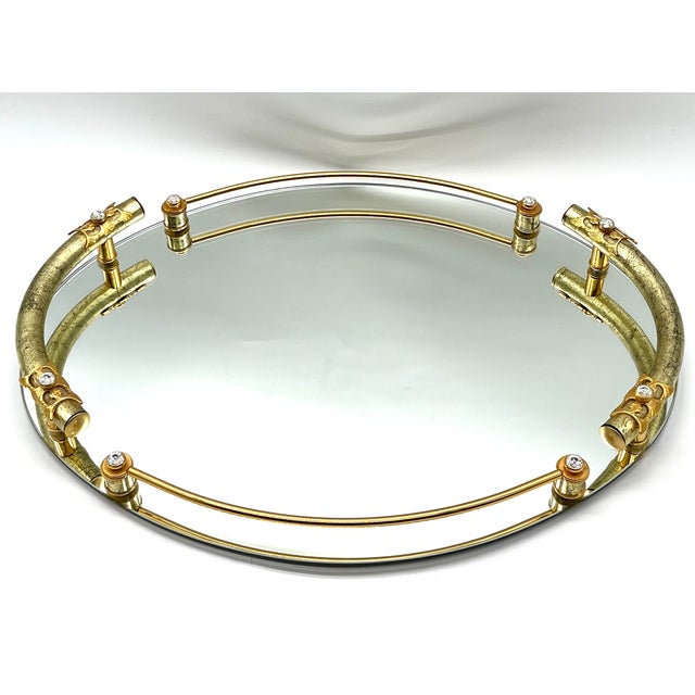 Hollywood Regency 24k Gold-Plated Mirrored Tray from Dimart Milano, Italy, 1980s For Sale - Image 12 of 18