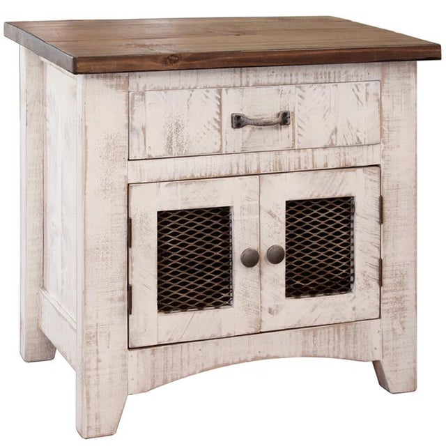 2020s Greenview 2 Door Nightstand - Distressed White For Sale - Image 5 of 5