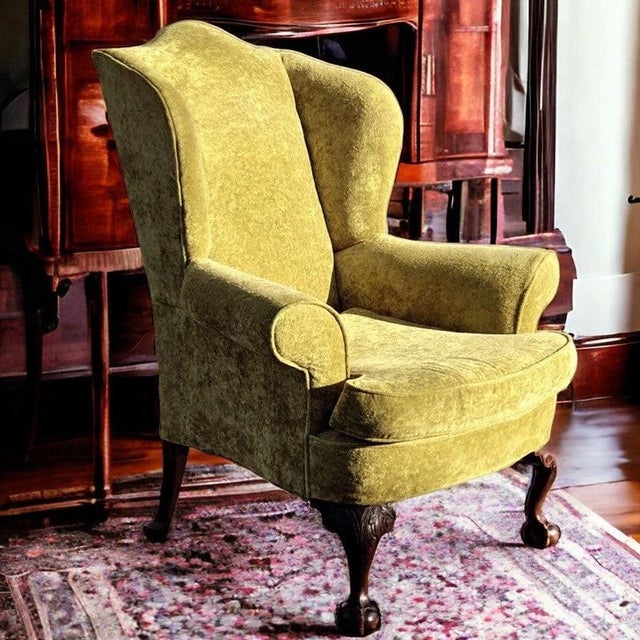Country House Library Armchair Really good shape and finely carved legs. Upholstery is old, underneath will need re-...