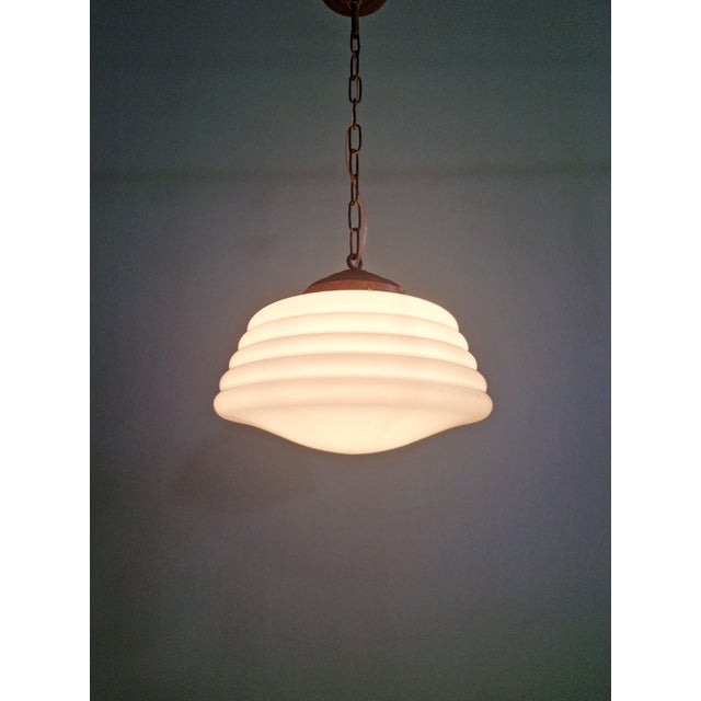 Art Deco Pendant Light in White Opaline Glass, 1920s For Sale - Image 11 of 12