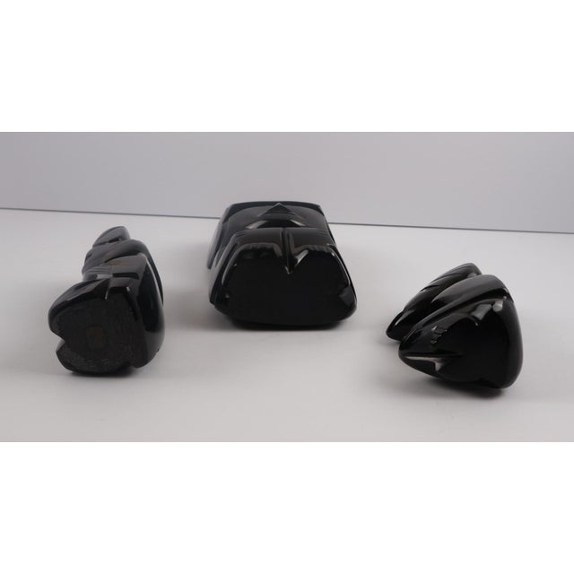 Late 20th Century Hand-Carved Black Obsidian Figural Sculptures – Set of 3, Modernist Decorative Objects For Sale - Image 5 of 10
