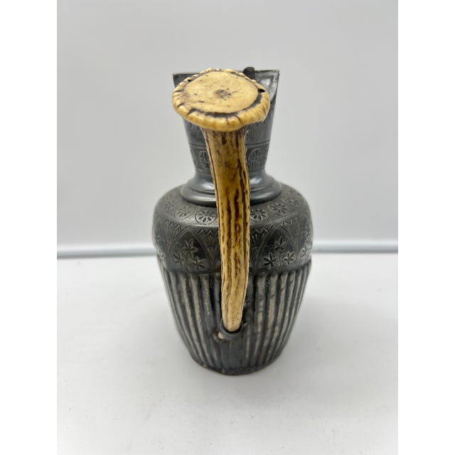 Late 19th Century Pewter Pitcher With Antler Handle For Sale - Image 5 of 9