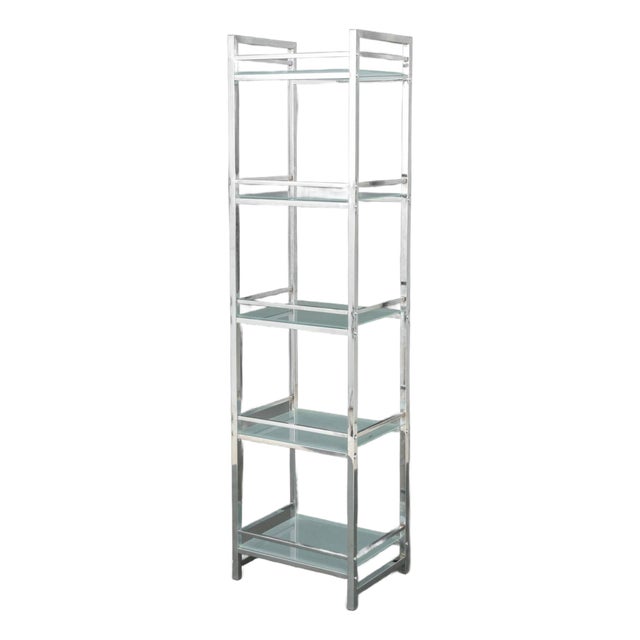 Modern Chromed Metal Etagere Shelf For Sale