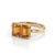Two-Stone Citrine Ring • Emerald Cut Yellow Gemstone Ring in Gold • Unique Double Gemstone Cocktail Ring Us 7 For Sale - Image 4 of 5