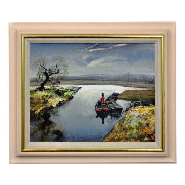 Rowland Hilder, River Bure, Norfolk, East Anglia, Oil Painting, 1950s, Framed For Sale