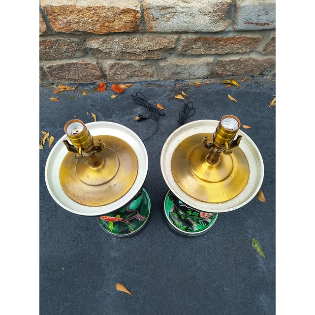 Pair of Vintage Chinese Cloisonné Vase Lamps For Sale In Atlanta - Image 6 of 9
