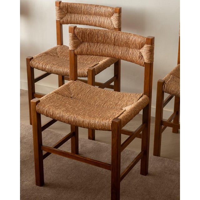 1960s French Mid-Century Wood and Rush Dining Chairs, 1960s, Set of 6 For Sale - Image 5 of 18