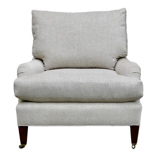 Lee Industries Furniture English Arm Chair in Oatmeal Chenille For Sale