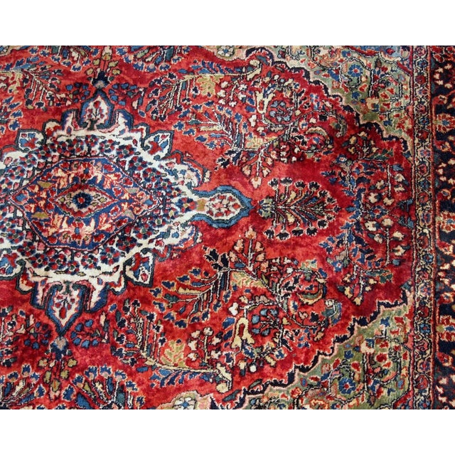 1920s 1920s, Handmade Antique Persian Sarouk Rug 3.10' X 5.4' For Sale - Image 5 of 8