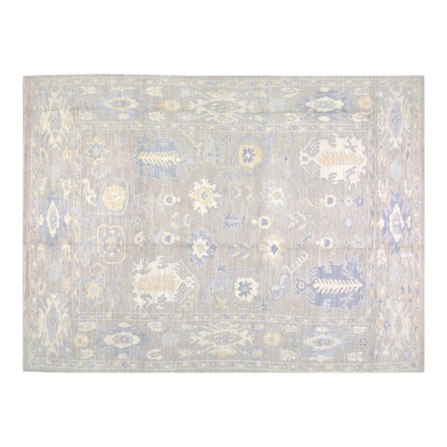 Turkish Oushak Hand Knotted Wool Rug, 5'x6'8" For Sale