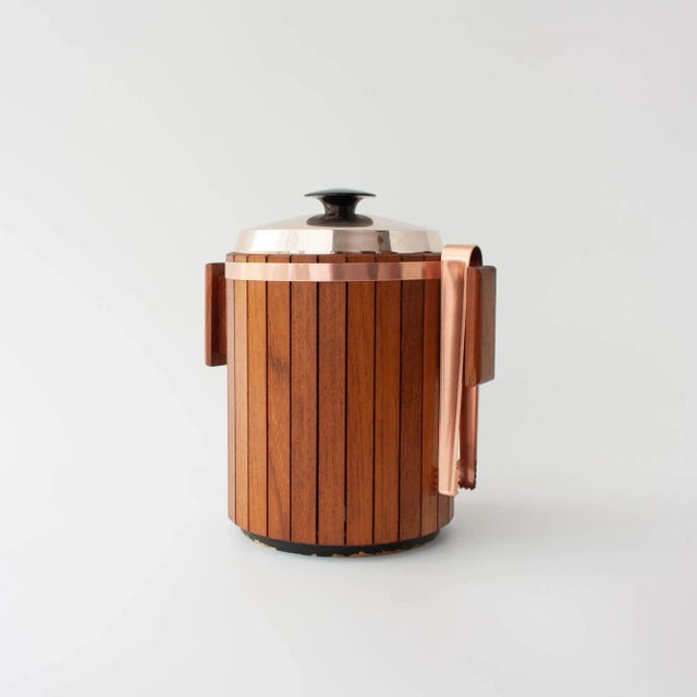 Vintage Danish Wooden Ice Bucket with Copper Details, 1960s For Sale - Image 4 of 18