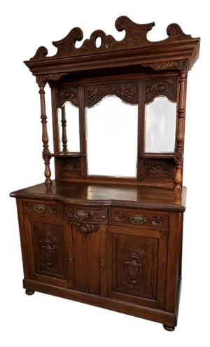 Antique American Renaissance Revival Oak Mirrored Sideboard, Circa 1890