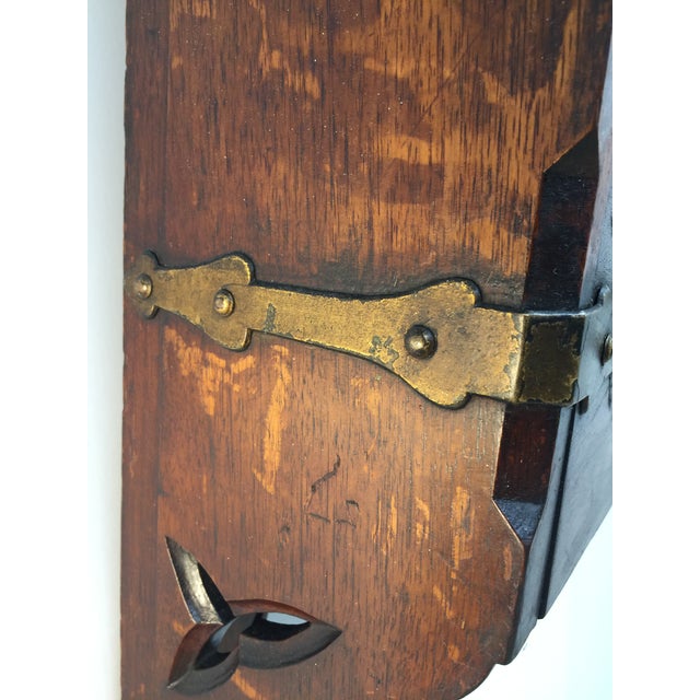 Antique Gothic Trefoil Walnut Donation Box With Lockable Swing Lid For Sale - Image 15 of 18