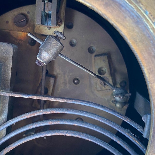 French Samuel Marti Champleve Enamel Gilt Bronze Mantel Clock For Sale - Image 9 of 11