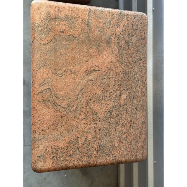 Stone Pair of 1980s Postmodern Rose Granite Side Tables For Sale - Image 7 of 10